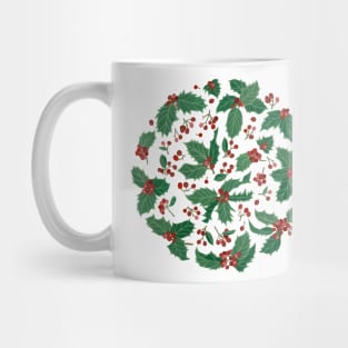 Holly Pattern Wreath Mug